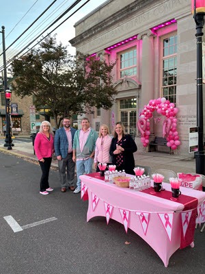 Bank employees at an event